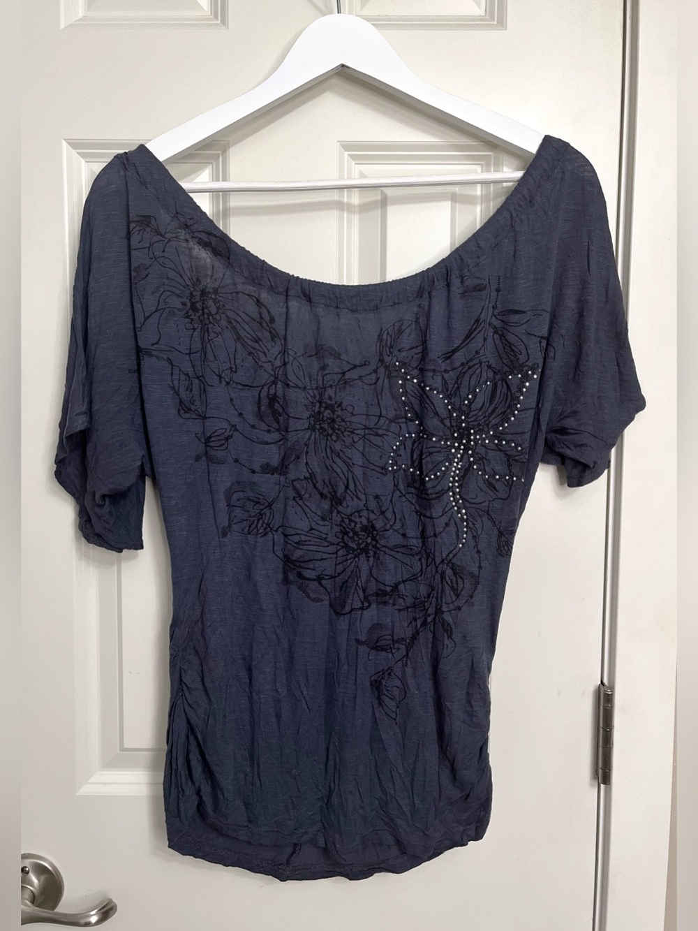 Miss Royal T Open Back Floral Embellished Blouse